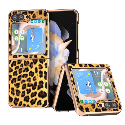 Nano Plating Leopard Print Phone Case, For Samsung Galaxy Z Flip6 / Flip7 FE, For Samsung Galaxy Z Fold5, For Samsung Galaxy Z Flip5