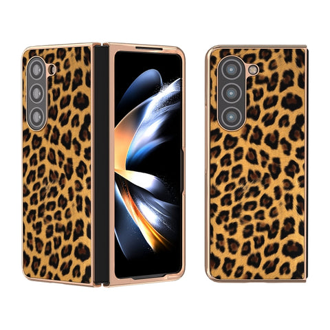 Nano Plating Leopard Print Phone Case, For Samsung Galaxy Z Flip6 / Flip7 FE, For Samsung Galaxy Z Fold5, For Samsung Galaxy Z Flip5