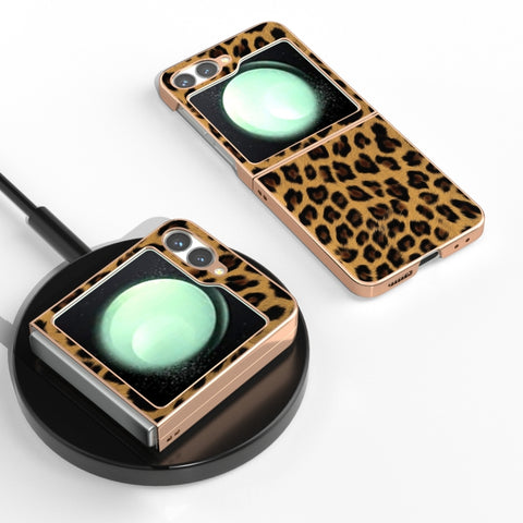 Nano Plating Leopard Print Phone Case, For Samsung Galaxy Z Flip6 / Flip7 FE, For Samsung Galaxy Z Fold5, For Samsung Galaxy Z Flip5
