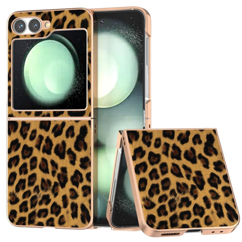 Nano Plating Leopard Print Phone Case, For Samsung Galaxy Z Flip6 / Flip7 FE, For Samsung Galaxy Z Fold5, For Samsung Galaxy Z Flip5