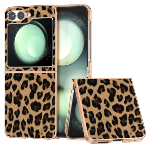 Nano Plating Leopard Print Phone Case, For Samsung Galaxy Z Flip6 / Flip7 FE, For Samsung Galaxy Z Fold5, For Samsung Galaxy Z Flip5