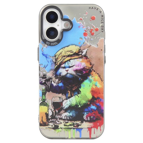Animal Pattern Oil Painting Series PC + TPU Phone Case, For iPhone 16