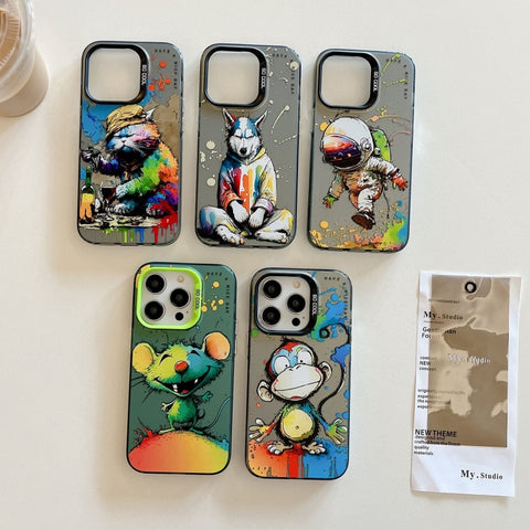 Animal Pattern Oil Painting Series PC + TPU Phone Case, For iPhone X / XS