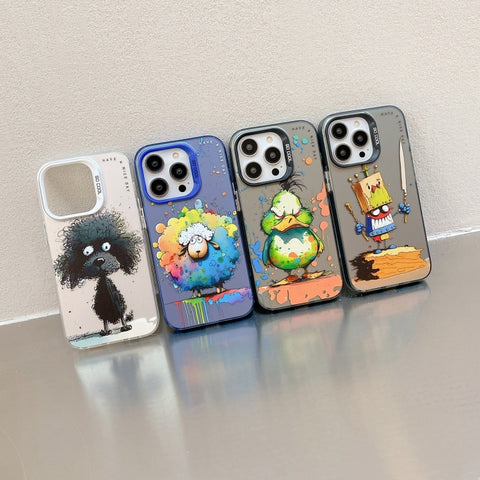 Animal Pattern Oil Painting Series PC + TPU Phone Case, For iPhone X / XS