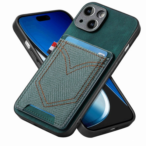 Denim Texture Leather Skin Phone Case with Card Slot, For iPhone 15 Pro Max, For iPhone 15 Pro, For iPhone 15 Plus, For iPhone 15, For iPhone 14 Pro, For iPhone 14 Pro Max