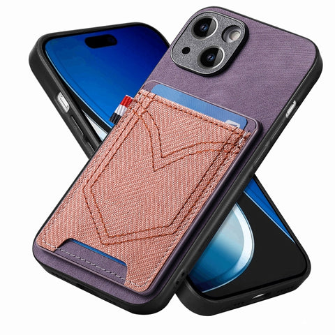 Denim Texture Leather Skin Phone Case with Card Slot, For iPhone 15 Pro Max, For iPhone 15 Pro, For iPhone 15 Plus, For iPhone 15, For iPhone 14 Pro, For iPhone 14 Pro Max