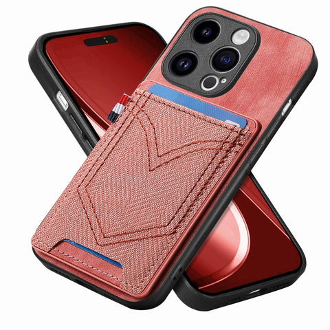 Denim Texture Leather Skin Phone Case with Card Slot, For iPhone 15 Pro Max, For iPhone 15 Pro, For iPhone 15 Plus, For iPhone 15, For iPhone 14 Pro, For iPhone 14 Pro Max