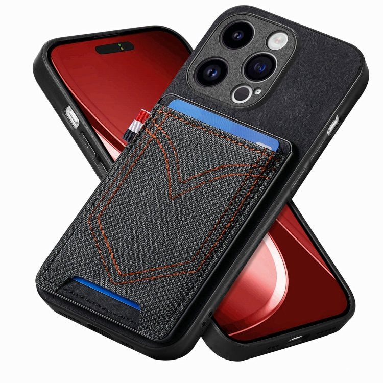Denim Texture Leather Skin Phone Case with Card Slot, For iPhone 15 Pro Max, For iPhone 15 Pro, For iPhone 15 Plus, For iPhone 15, For iPhone 14 Pro, For iPhone 14 Pro Max
