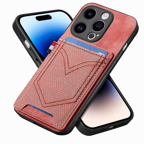 Denim Texture Leather Skin Phone Case with Card Slot, For iPhone 15 Pro Max, For iPhone 15 Pro, For iPhone 15 Plus, For iPhone 15, For iPhone 14 Pro, For iPhone 14 Pro Max
