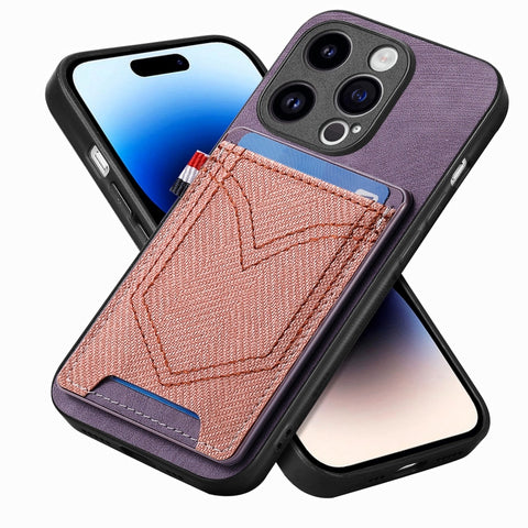 Denim Texture Leather Skin Phone Case with Card Slot, For iPhone 15 Pro Max, For iPhone 15 Pro, For iPhone 15 Plus, For iPhone 15, For iPhone 14 Pro, For iPhone 14 Pro Max