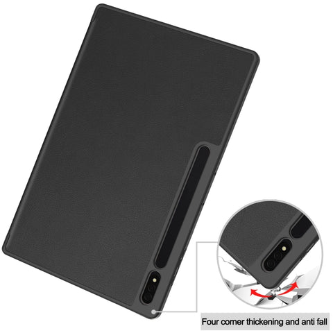 3-Fold Pure Color TPU Smart Leather Tablet Case with Pen Slot, For Samsung Galaxy Tab S10 Ultra / S9 Ultra