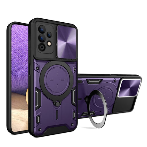 CD Texture Sliding Camshield Magnetic Holder Phone Case, For Samsung Galaxy A35 5G, For Samsung Galaxy S23 FE 5G, For Samsung Galaxy M53 5G, For Samsung Galaxy M33 5G, For Samsung Galaxy A32 4G, For Samsung Galaxy A72 4G / 5G                           ...