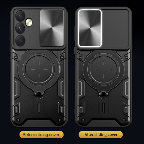 CD Texture Sliding Camshield Magnetic Holder Phone Case, For Samsung Galaxy A35 5G, For Samsung Galaxy S23 FE 5G, For Samsung Galaxy M53 5G, For Samsung Galaxy M33 5G, For Samsung Galaxy A32 4G, For Samsung Galaxy A72 4G / 5G                           ...