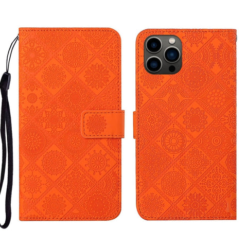 Ethnic Style Embossed Pattern Leather Phone Case, For iPhone 17e / 16e, For iPhone 16 Pro Max, For iPhone 16 Pro, For iPhone 16 Plus, For iPhone 16, For iPhone 15 Pro Max