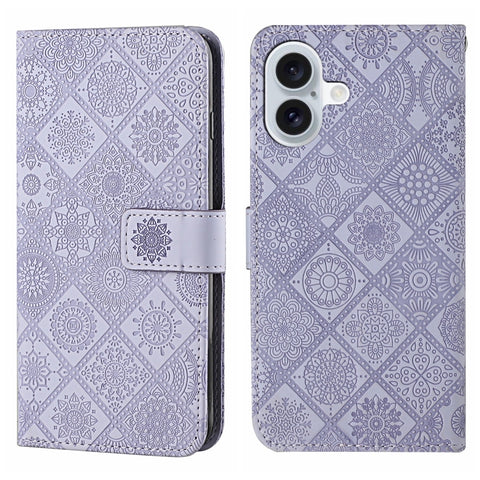 Ethnic Style Embossed Pattern Leather Phone Case, For iPhone 17e / 16e, For iPhone 16 Pro Max, For iPhone 16 Pro, For iPhone 16 Plus, For iPhone 16, For iPhone 15 Pro Max