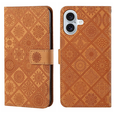 Ethnic Style Embossed Pattern Leather Phone Case, For iPhone 17e / 16e, For iPhone 16 Pro Max, For iPhone 16 Pro, For iPhone 16 Plus, For iPhone 16, For iPhone 15 Pro Max