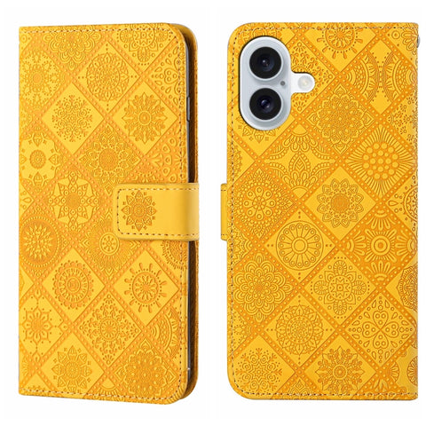 Ethnic Style Embossed Pattern Leather Phone Case, For iPhone 17e / 16e, For iPhone 16 Pro Max, For iPhone 16 Pro, For iPhone 16 Plus, For iPhone 16, For iPhone 15 Pro Max
