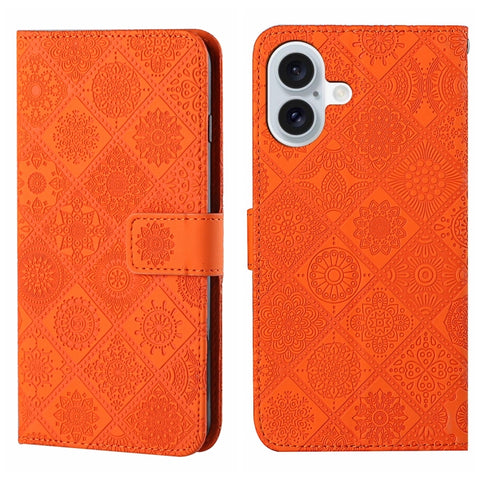 Ethnic Style Embossed Pattern Leather Phone Case, For iPhone 17e / 16e, For iPhone 16 Pro Max, For iPhone 16 Pro, For iPhone 16 Plus, For iPhone 16, For iPhone 15 Pro Max