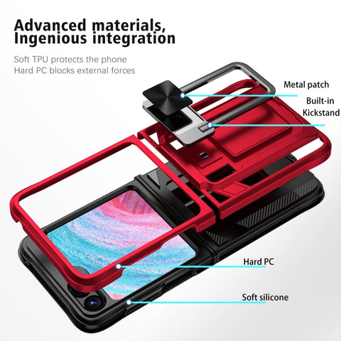 2 in 1 Holder Magnetic Armor Shockproof Phone Case, For Samsung Galaxy Z Flip5