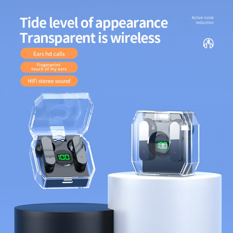 K30 Transparent Capsule Digital Display Touch Control Bluetooth Earphones, K30