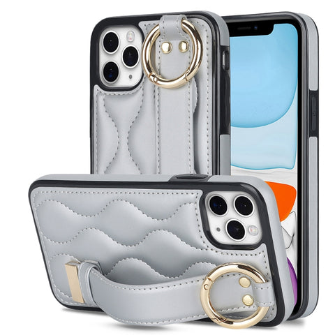 Non-slip Full Coverage Ring PU Phone Case with Wristband, For iPhone 12 Pro / 12, For iPhone 12 Pro Max, For iPhone 12 mini, For iPhone 11 Pro Max, For iPhone 11, For iPhone 11 Pro