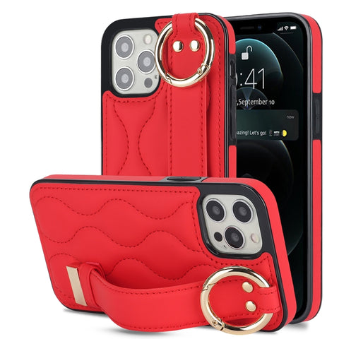 Non-slip Full Coverage Ring PU Phone Case with Wristband, For iPhone 12 Pro / 12, For iPhone 12 Pro Max, For iPhone 12 mini, For iPhone 11 Pro Max, For iPhone 11, For iPhone 11 Pro