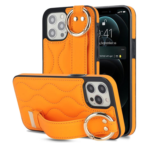 Non-slip Full Coverage Ring PU Phone Case with Wristband, For iPhone 12 Pro / 12, For iPhone 12 Pro Max, For iPhone 12 mini, For iPhone 11 Pro Max, For iPhone 11, For iPhone 11 Pro