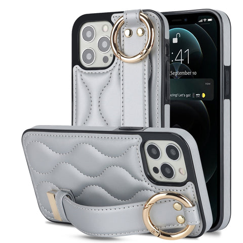 Non-slip Full Coverage Ring PU Phone Case with Wristband, For iPhone 12 Pro / 12, For iPhone 12 Pro Max, For iPhone 12 mini, For iPhone 11 Pro Max, For iPhone 11, For iPhone 11 Pro