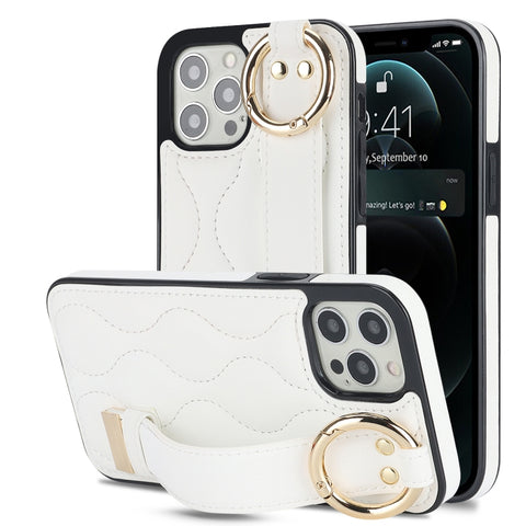 Non-slip Full Coverage Ring PU Phone Case with Wristband, For iPhone 12 Pro / 12, For iPhone 12 Pro Max, For iPhone 12 mini, For iPhone 11 Pro Max, For iPhone 11, For iPhone 11 Pro
