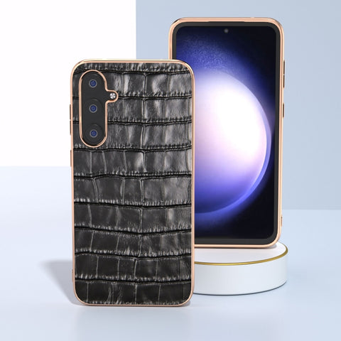 Crocodile Texture Genuine Leather Electroplating Phone Case, For Samsung Galaxy S23 FE 5G, For Samsung Galaxy Z Fold5, For Samsung Galaxy Z Flip5