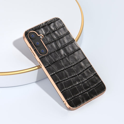 Crocodile Texture Genuine Leather Electroplating Phone Case, For Samsung Galaxy S23 FE 5G, For Samsung Galaxy Z Fold5, For Samsung Galaxy Z Flip5