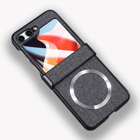 MagSafe Back Screen Film Integrated Cloth Texture Phone Case, For Samsung Galaxy Z Flip6 / Flip7 FE, For Samsung Galaxy Z Flip5