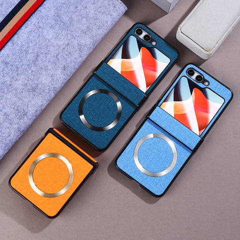 MagSafe Back Screen Film Integrated Cloth Texture Phone Case, For Samsung Galaxy Z Flip6 / Flip7 FE, For Samsung Galaxy Z Flip5