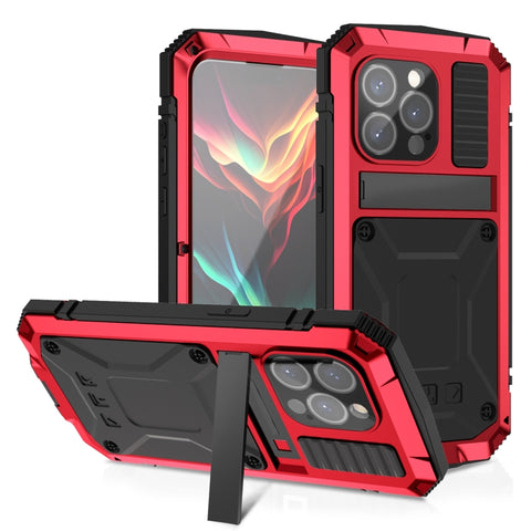 R-JUST Shockproof Life Waterproof Dust-proof Metal + Silicone Phone Case with Holder, For iPhone 15 Pro Max, For iPhone 15 Pro, For iPhone 15 Plus, For iPhone 15