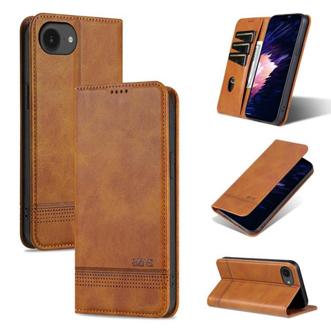 AZNS Magnetic Calf Texture Flip Leather Phone Case, For iPhone 18 Pro, For iPhone 18 Pro Max, For iPhone 17e / 16e, For iPhone 17 Pro Max, For iPhone 17 Pro, For iPhone 17, For iPhone Air, For iPhone 16 Pro Max