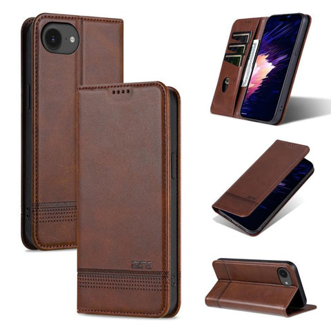 AZNS Magnetic Calf Texture Flip Leather Phone Case, For iPhone 18 Pro, For iPhone 18 Pro Max, For iPhone 17e / 16e, For iPhone 17 Pro Max, For iPhone 17 Pro, For iPhone 17, For iPhone Air, For iPhone 16 Pro Max