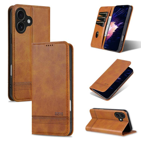 AZNS Magnetic Calf Texture Flip Leather Phone Case, For iPhone 18 Pro, For iPhone 18 Pro Max, For iPhone 17e / 16e, For iPhone 17 Pro Max, For iPhone 17 Pro, For iPhone 17, For iPhone Air, For iPhone 16 Pro Max