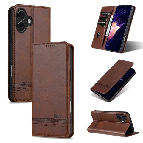 AZNS Magnetic Calf Texture Flip Leather Phone Case, For iPhone 18 Pro, For iPhone 18 Pro Max, For iPhone 17e / 16e, For iPhone 17 Pro Max, For iPhone 17 Pro, For iPhone 17, For iPhone Air, For iPhone 16 Pro Max