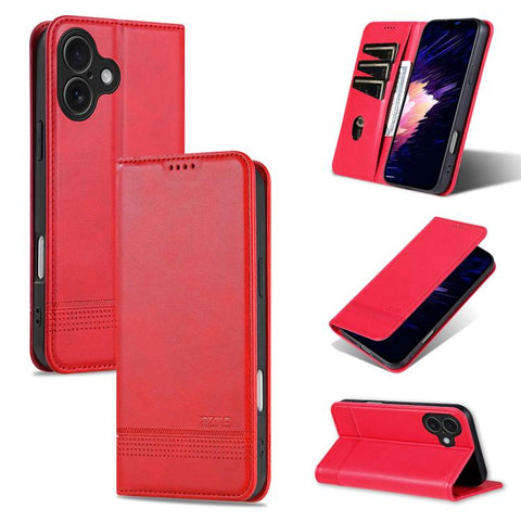 AZNS Magnetic Calf Texture Flip Leather Phone Case, For iPhone 18 Pro, For iPhone 18 Pro Max, For iPhone 17e / 16e, For iPhone 17 Pro Max, For iPhone 17 Pro, For iPhone 17, For iPhone Air, For iPhone 16 Pro Max