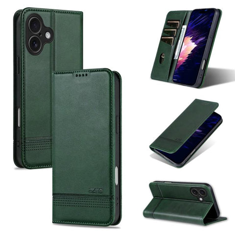 AZNS Magnetic Calf Texture Flip Leather Phone Case, For iPhone 18 Pro, For iPhone 18 Pro Max, For iPhone 17e / 16e, For iPhone 17 Pro Max, For iPhone 17 Pro, For iPhone 17, For iPhone Air, For iPhone 16 Pro Max