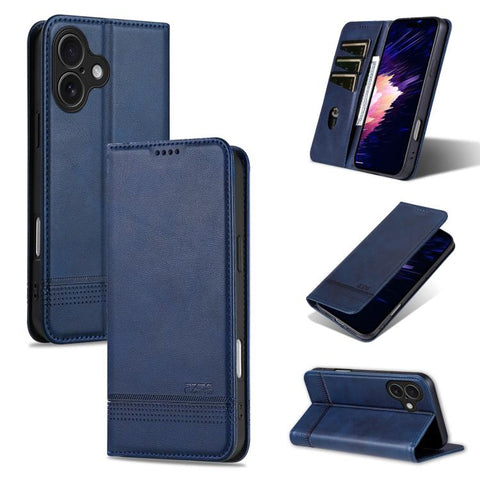 AZNS Magnetic Calf Texture Flip Leather Phone Case, For iPhone 18 Pro, For iPhone 18 Pro Max, For iPhone 17e / 16e, For iPhone 17 Pro Max, For iPhone 17 Pro, For iPhone 17, For iPhone Air, For iPhone 16 Pro Max