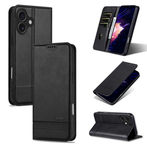 AZNS Magnetic Calf Texture Flip Leather Phone Case, For iPhone 18 Pro, For iPhone 18 Pro Max, For iPhone 17e / 16e, For iPhone 17 Pro Max, For iPhone 17 Pro, For iPhone 17, For iPhone Air, For iPhone 16 Pro Max