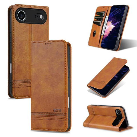 AZNS Magnetic Calf Texture Flip Leather Phone Case, For iPhone 18 Pro, For iPhone 18 Pro Max, For iPhone 17e / 16e, For iPhone 17 Pro Max, For iPhone 17 Pro, For iPhone 17, For iPhone Air, For iPhone 16 Pro Max