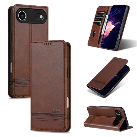 AZNS Magnetic Calf Texture Flip Leather Phone Case, For iPhone 18 Pro, For iPhone 18 Pro Max, For iPhone 17e / 16e, For iPhone 17 Pro Max, For iPhone 17 Pro, For iPhone 17, For iPhone Air, For iPhone 16 Pro Max