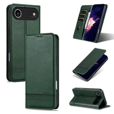 AZNS Magnetic Calf Texture Flip Leather Phone Case, For iPhone 18 Pro, For iPhone 18 Pro Max, For iPhone 17e / 16e, For iPhone 17 Pro Max, For iPhone 17 Pro, For iPhone 17, For iPhone Air, For iPhone 16 Pro Max