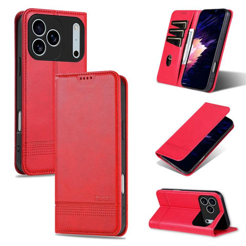 AZNS Magnetic Calf Texture Flip Leather Phone Case, For iPhone 18 Pro, For iPhone 18 Pro Max, For iPhone 17e / 16e, For iPhone 17 Pro Max, For iPhone 17 Pro, For iPhone 17, For iPhone Air, For iPhone 16 Pro Max