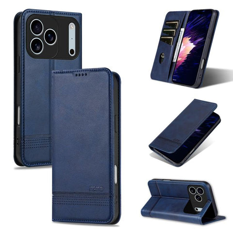 AZNS Magnetic Calf Texture Flip Leather Phone Case, For iPhone 18 Pro, For iPhone 18 Pro Max, For iPhone 17e / 16e, For iPhone 17 Pro Max, For iPhone 17 Pro, For iPhone 17, For iPhone Air, For iPhone 16 Pro Max