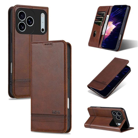 AZNS Magnetic Calf Texture Flip Leather Phone Case, For iPhone 18 Pro, For iPhone 18 Pro Max, For iPhone 17e / 16e, For iPhone 17 Pro Max, For iPhone 17 Pro, For iPhone 17, For iPhone Air, For iPhone 16 Pro Max