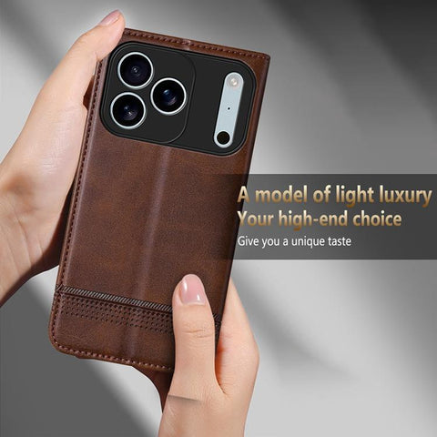AZNS Magnetic Calf Texture Flip Leather Phone Case, For iPhone 18 Pro, For iPhone 18 Pro Max, For iPhone 17e / 16e, For iPhone 17 Pro Max, For iPhone 17 Pro, For iPhone 17, For iPhone Air, For iPhone 16 Pro Max