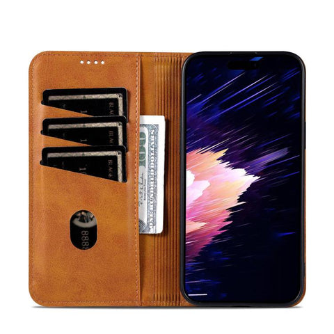 AZNS Magnetic Calf Texture Flip Leather Phone Case, For iPhone 18 Pro, For iPhone 18 Pro Max, For iPhone 17e / 16e, For iPhone 17 Pro Max, For iPhone 17 Pro, For iPhone 17, For iPhone Air, For iPhone 16 Pro Max